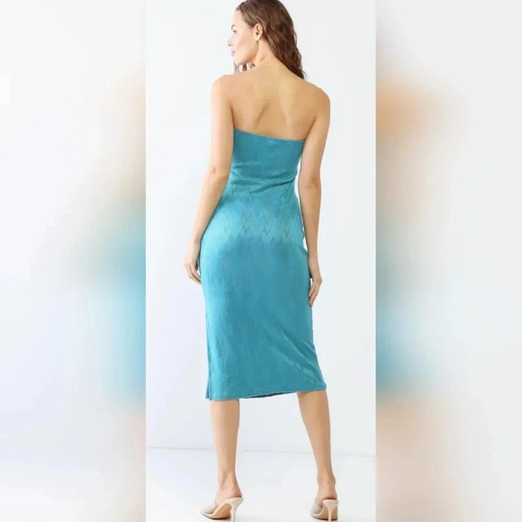 Strapless Side Slit Midi Dress #370-372 - Picture 4 of 9